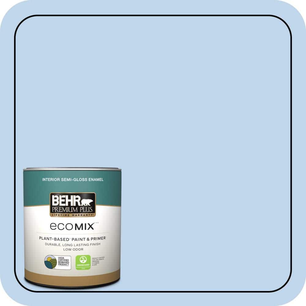 BEHR PREMIUM PLUS 1 qt. #570A-3 Pacific Panorama Semi-Gloss Enamel EcoMix Plant-Based Interior Paint & Primer