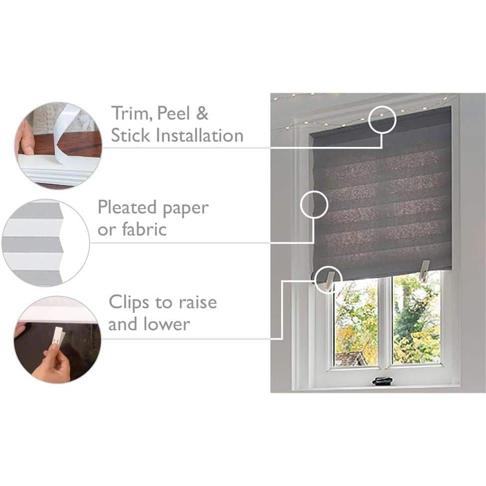 Redi Shade No Tools Original Room Darkening Pleated Paper Shade Gray, 36 in. W x 72 in. L (3)