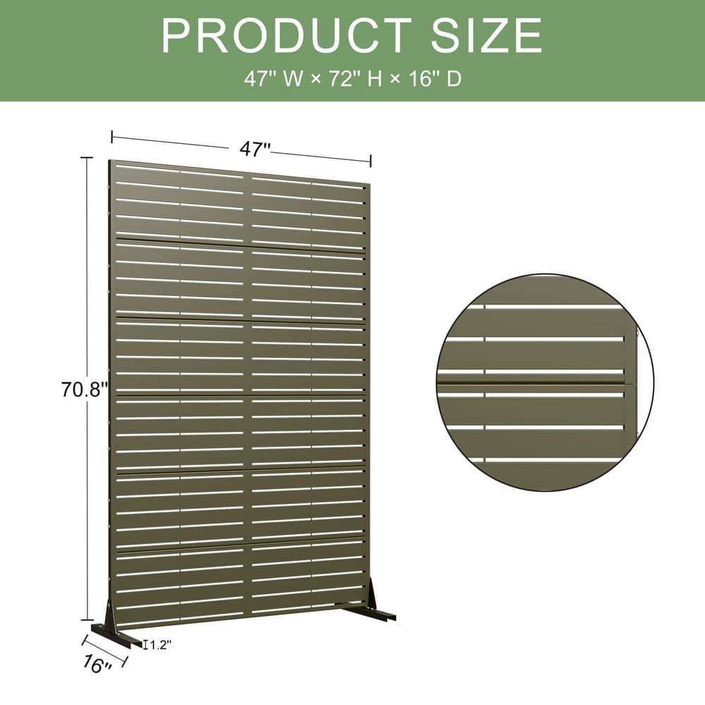Dovelina 47 in. x 72 in. Green Textured Metal Garden Screens Outdoor Privacy Screen (3)
