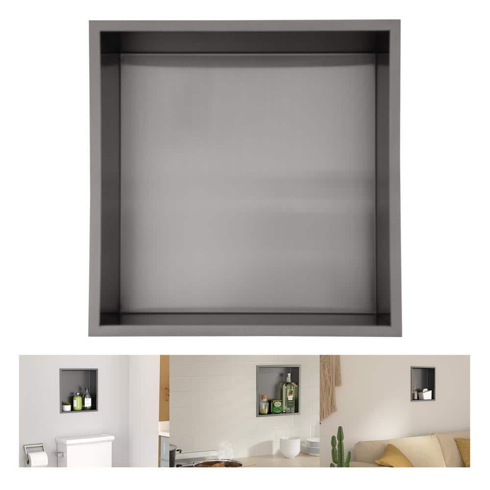 LORDEAR 13 in. W x 7 in. H x 4 in. D Stainless Steel Shower Niche in Gunmetal Black (1)