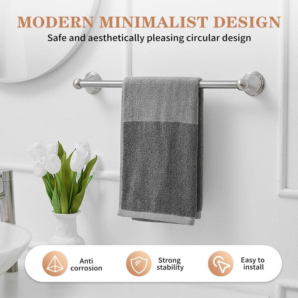 HOMEMYSTIQUE 18 in. Wall Mounted Towel Bar in Brushed Nickel (3)