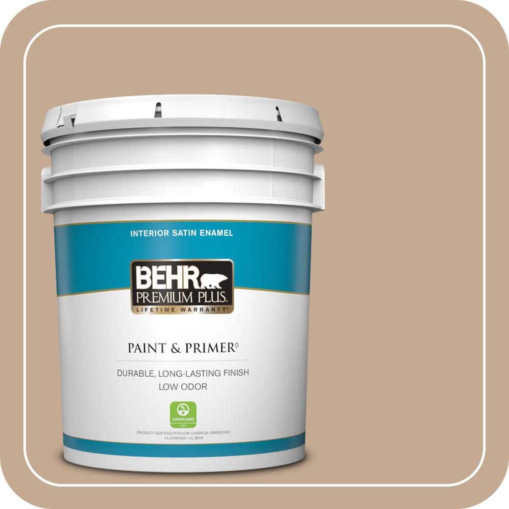 BEHR PREMIUM PLUS 5 gal. #MQ2-40 French Pastry Satin Enamel Low Odor Interior Paint & Primer