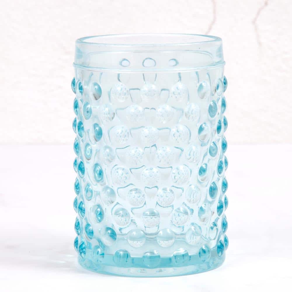 Creative Home 3 in. Dia x 4-1/2 in. H Transparent Blue Dot Glass Tumbler, Toothbrush Holder (2)