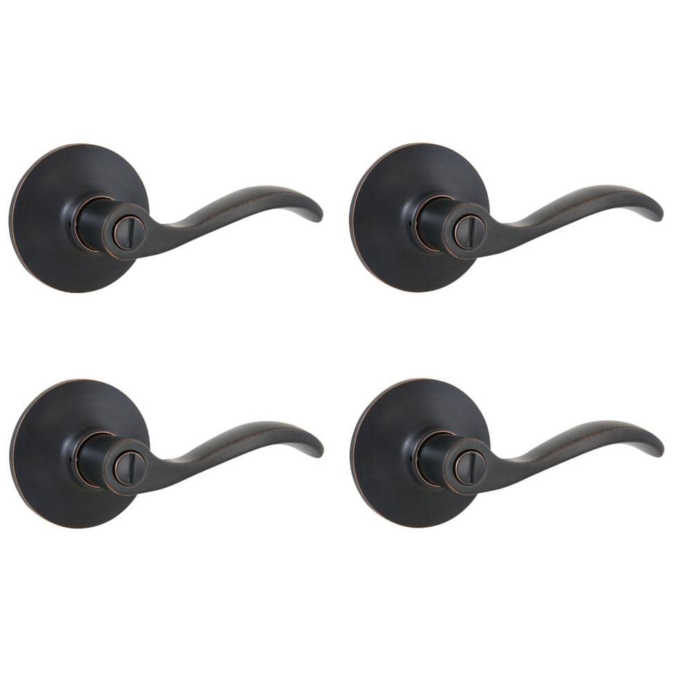 Defiant Naples Aged Bronze Bed/Bath Door Handle (4-Pack)
