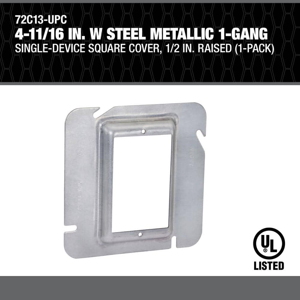 Southwire 4-11/16 in. W Steel Gray 1-Gang Square Cover, 1/2 in. Raised (1-Pack) (2)