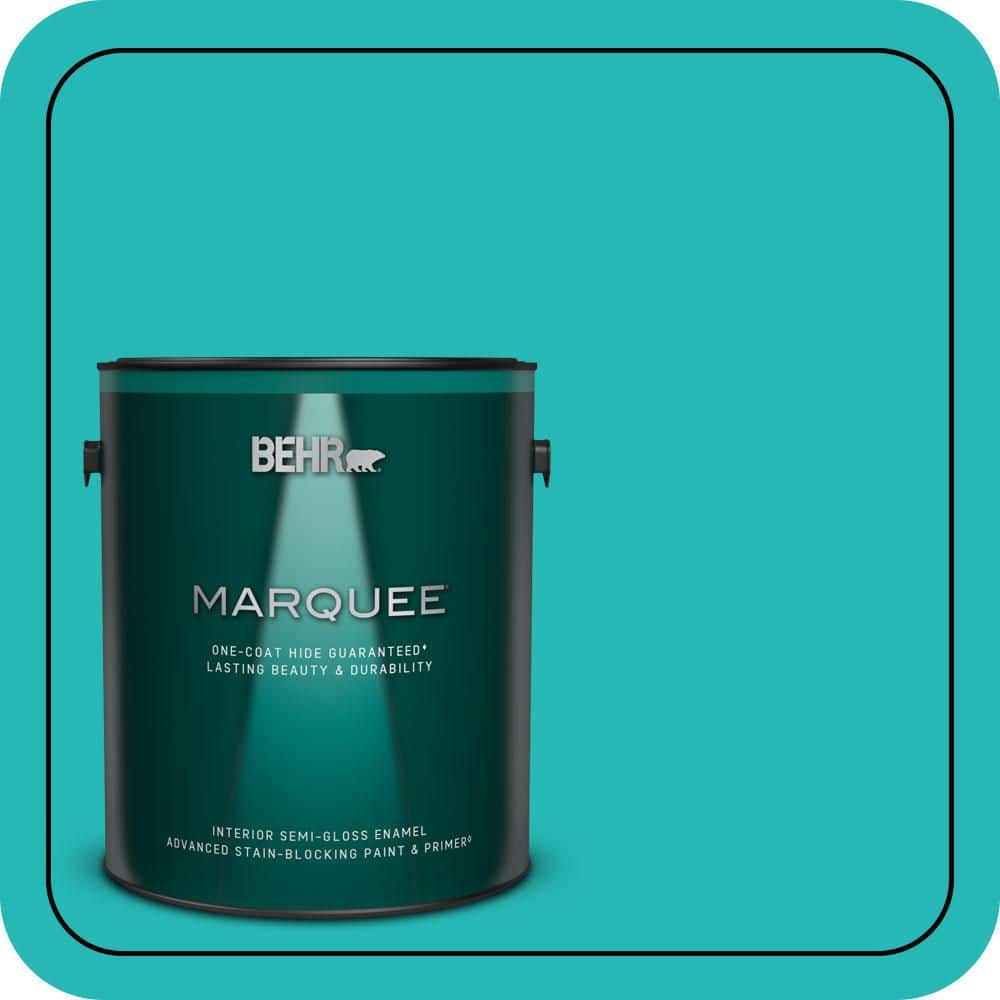 BEHR MARQUEE 1 gal. #MQ4-21 Caicos Turquoise One-Coat Hide Semi-Gloss Enamel Interior Paint & Primer (1)