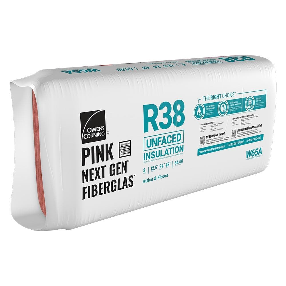 Owens Corning R-38 Unfaced Fiberglass Insulation Batt 24 in. x 48 in. (1 Bag) (4)