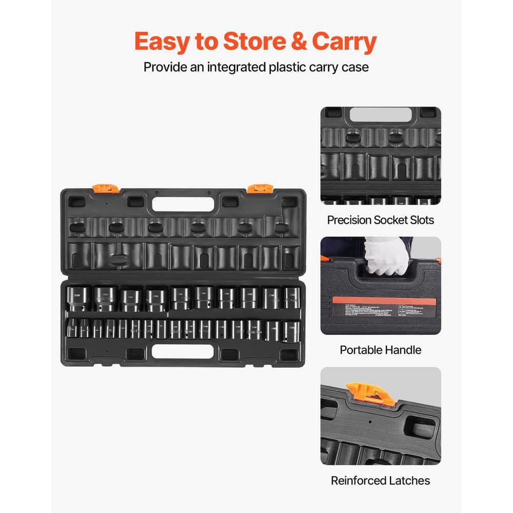 SKYSHALO Impact Socket Set 1/2 in. 26 Piece Impact Sockets, Shallow Socket, 6-Point Sockets, Rugged Construction (2)