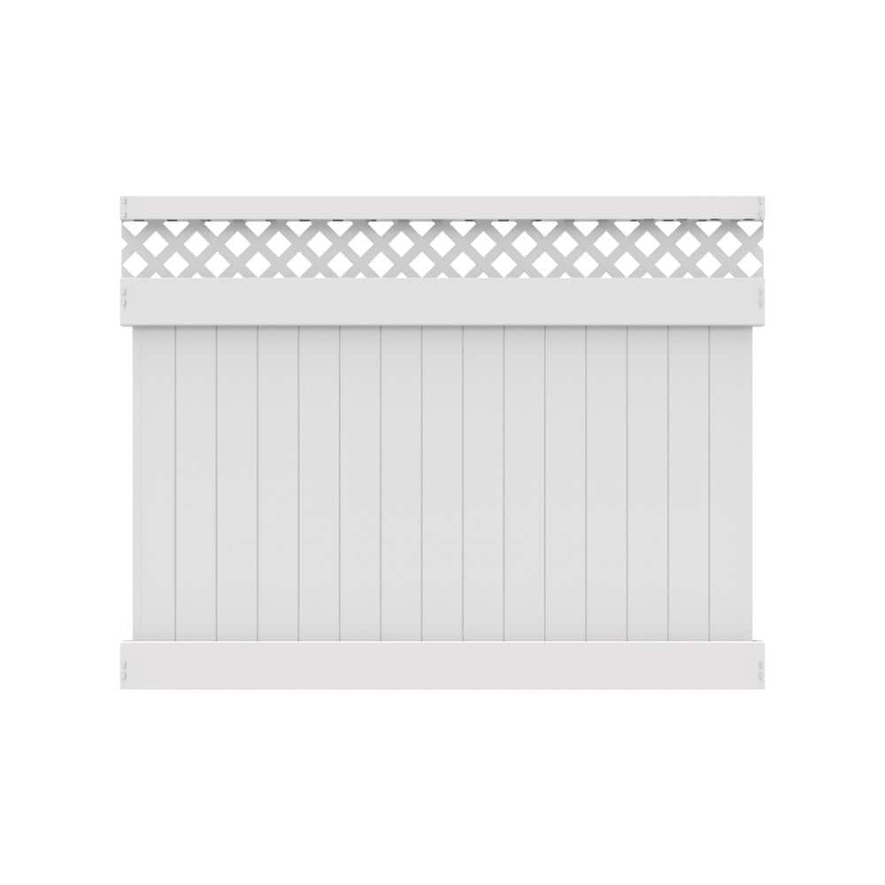 Barrette Outdoor Living Anderson 6 ft. x 8 ft. White Lattice Top Vinyl Fence Panel