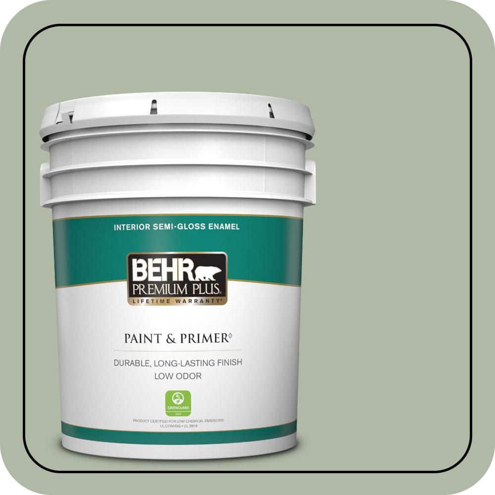 BEHR PREMIUM PLUS 5 gal. #N390-3 Jojoba Semi-Gloss Enamel Low Odor Interior Paint & Primer