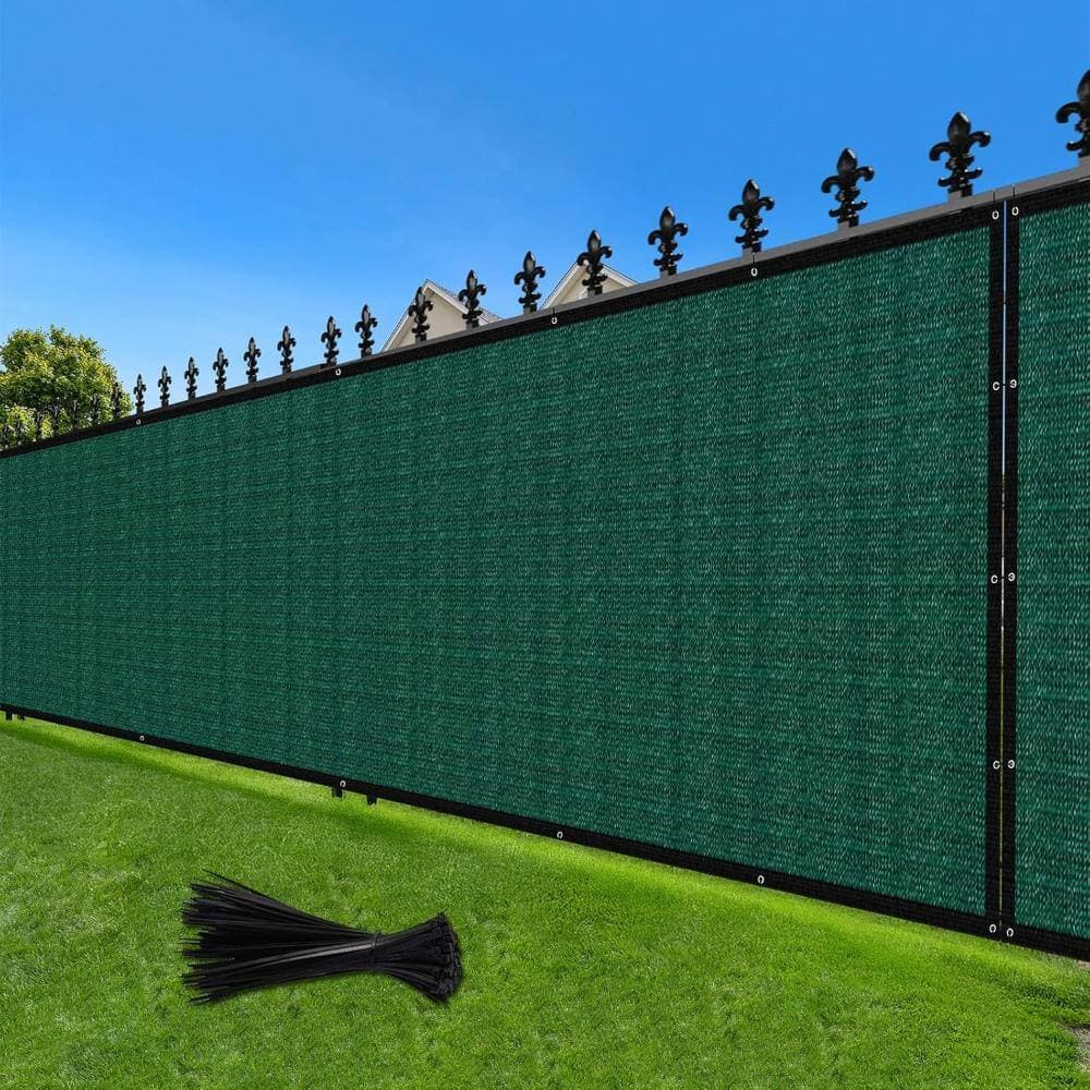 Unbranded 5 ft. x 20 ft. Fence Privacy Screen Wind Block Mesh with Grommets, Dark Green (2)