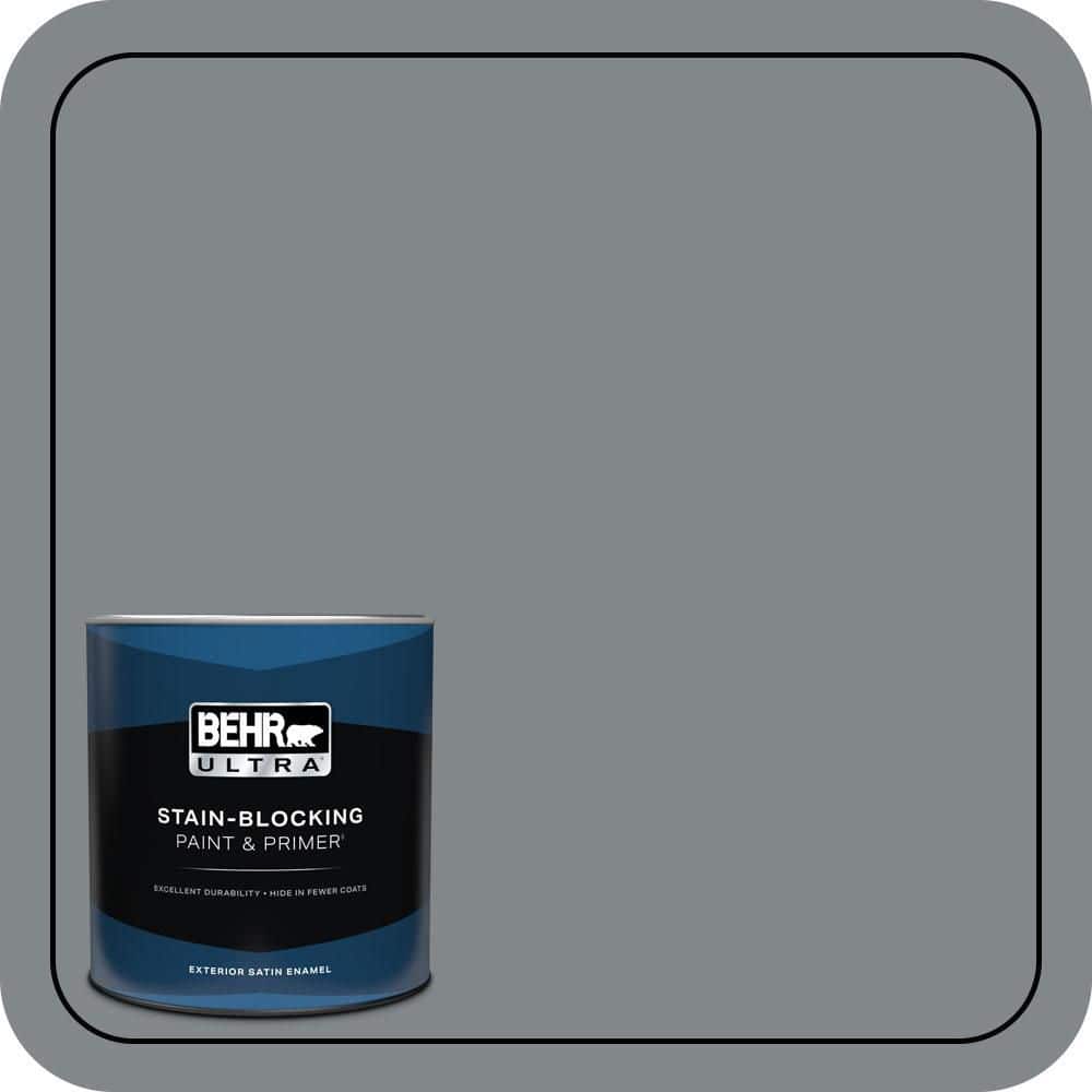 BEHR ULTRA 1 qt. #N500-5 Magnetic Gray color Satin Enamel Exterior Paint & Primer