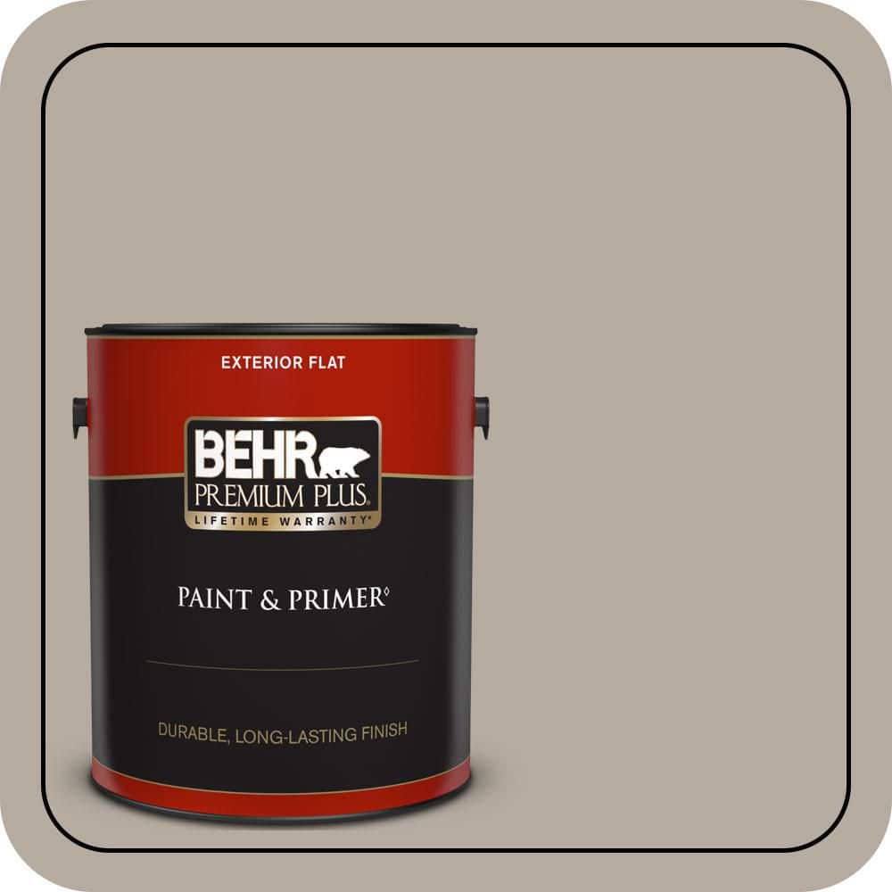 BEHR PREMIUM PLUS 1 gal. #PPU18-13 Perfect Taupe Flat Exterior Paint & Primer
