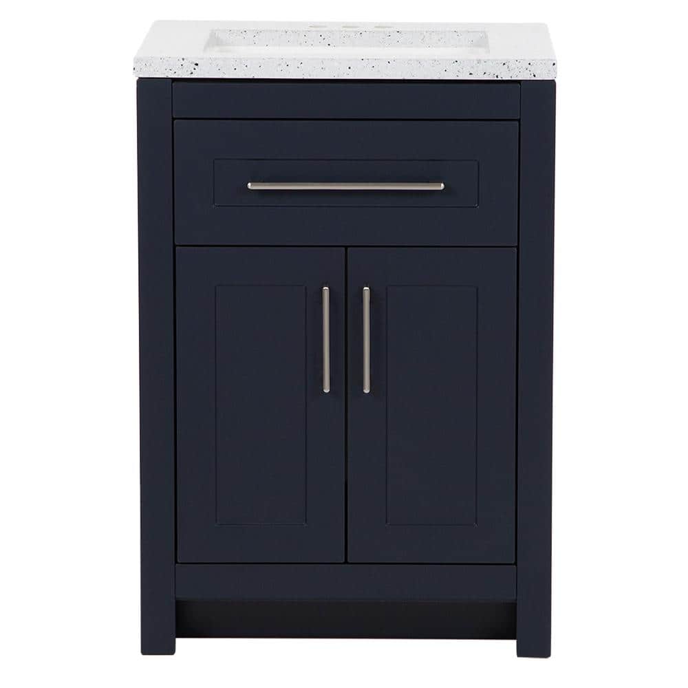 Home Decorators Collection Clady 25 in. Single Sink Deep Blue Bath Vanity with Silver Ash Cultured Marble Top (Assembled) (3)