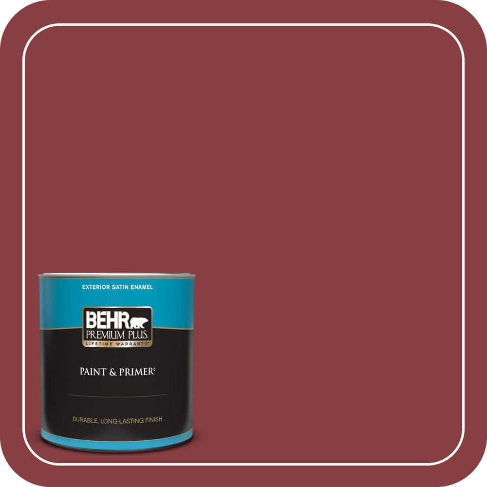 BEHR PREMIUM PLUS 1 qt. #S-G-140 Cherry Cobbler Satin Enamel Exterior Paint & Primer