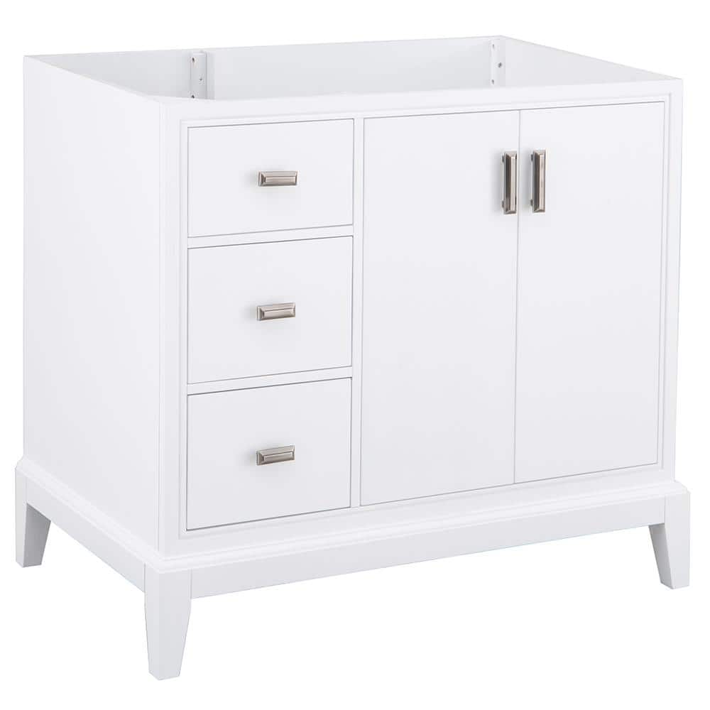 Home Decorators Collection Shaelyn 37.25 in. W x 22 in. D x 34 in. H Bath Vanity Cabinet without Top in White (1)