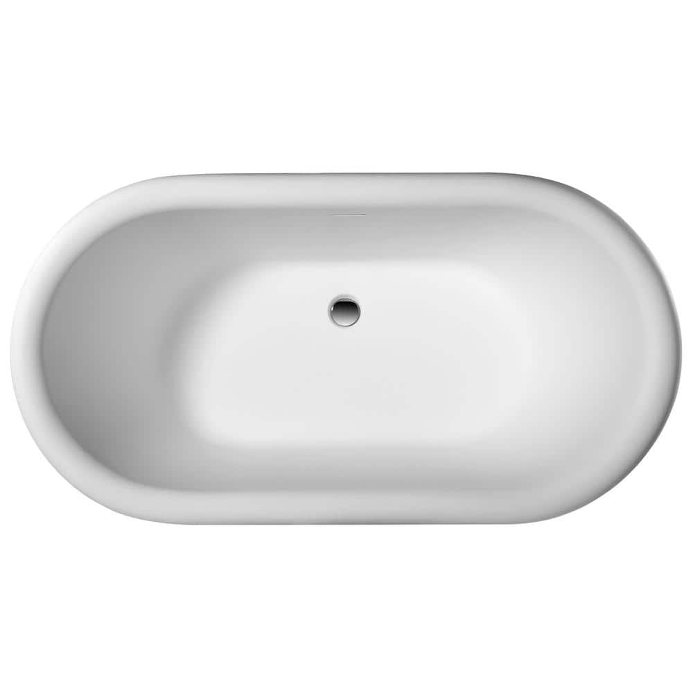 Barclay Products Wingate 59 in. Stone Resin Flatbottom Oval Bathtub in Matte White (2)