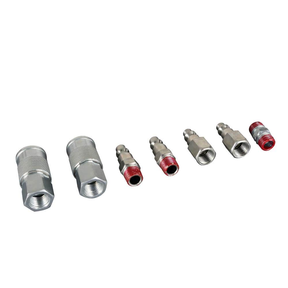 Husky 7 pc. Industrial Air Tool Accessory Kit with 2 FNPT Couplers, 2 FNPT Plugs, 2 MNPT Plugs and 1 1/4 in. MNPT Connectors (4)