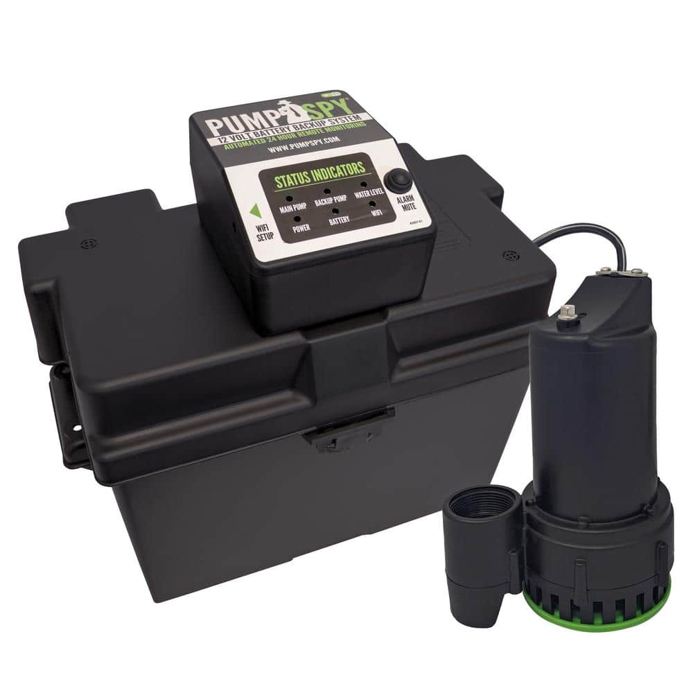 PumpSpy 1/2 HP Submersible 12-Volt DC WiFi Connected Battery Backup Sump Pump and Monitoring System