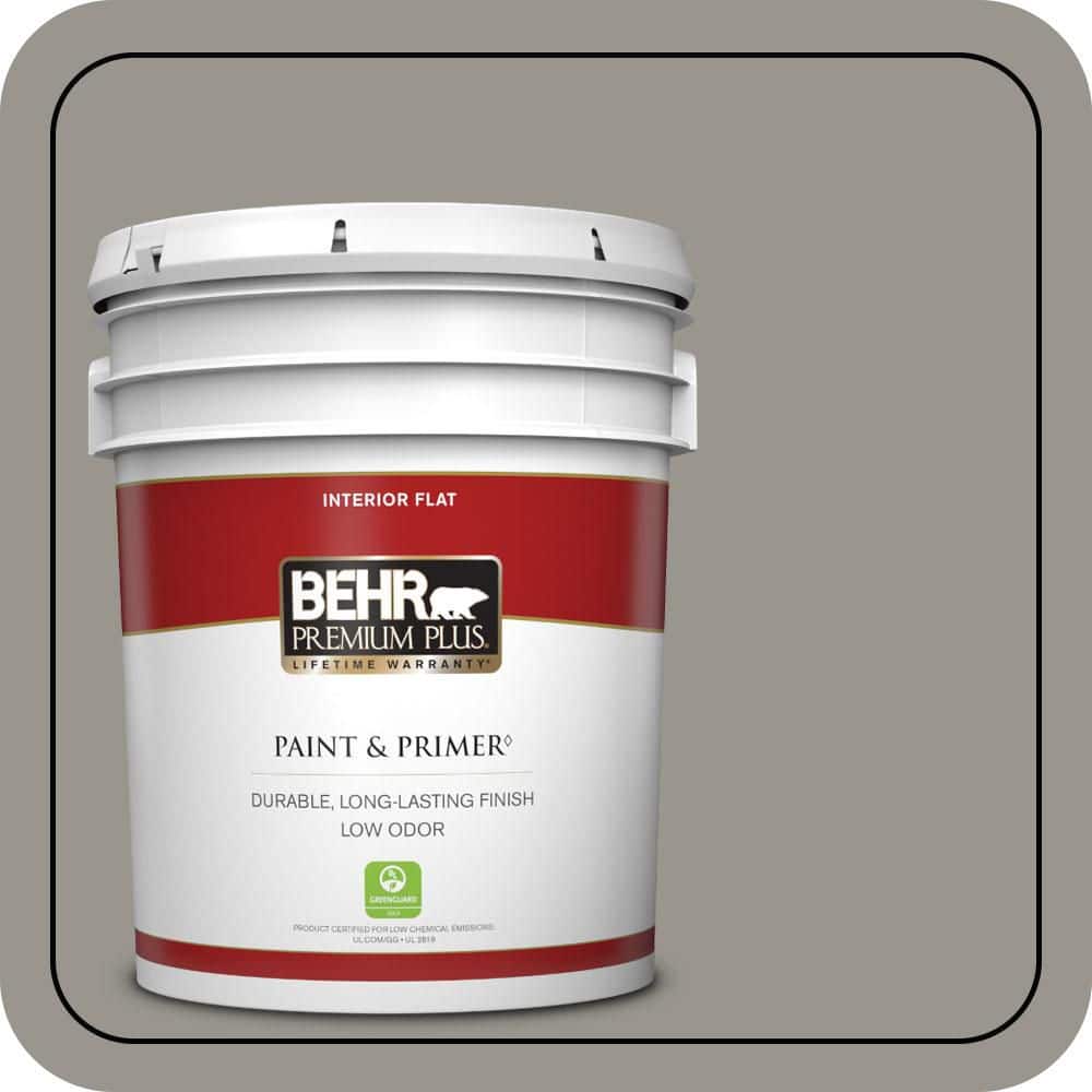BEHR PREMIUM PLUS 5 gal. #N360-4 Battleship Gray Flat Low Odor Interior Paint & Primer
