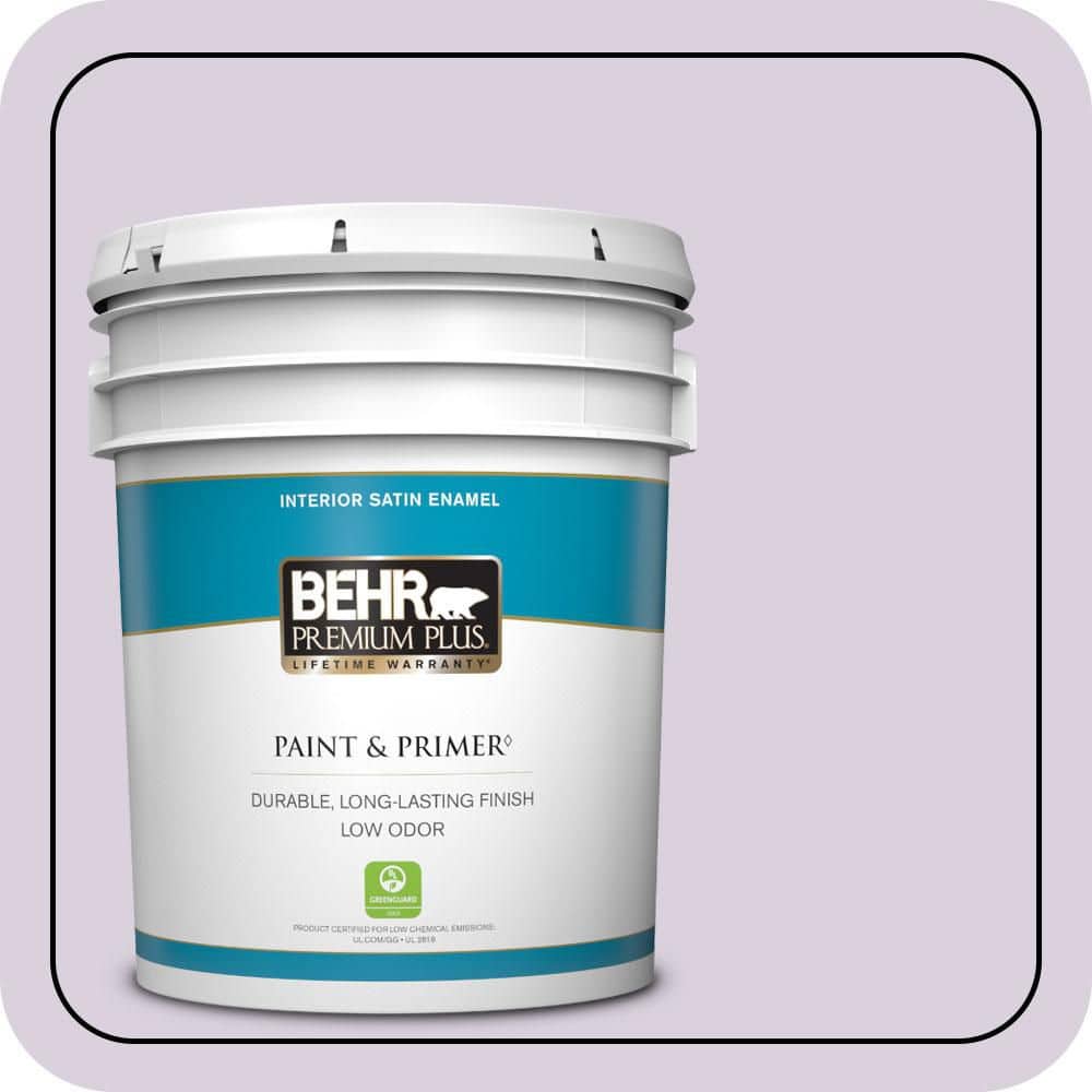 BEHR PREMIUM PLUS 5 gal. #S100-1 Spring Bouquet Satin Enamel Low Odor Interior Paint & Primer