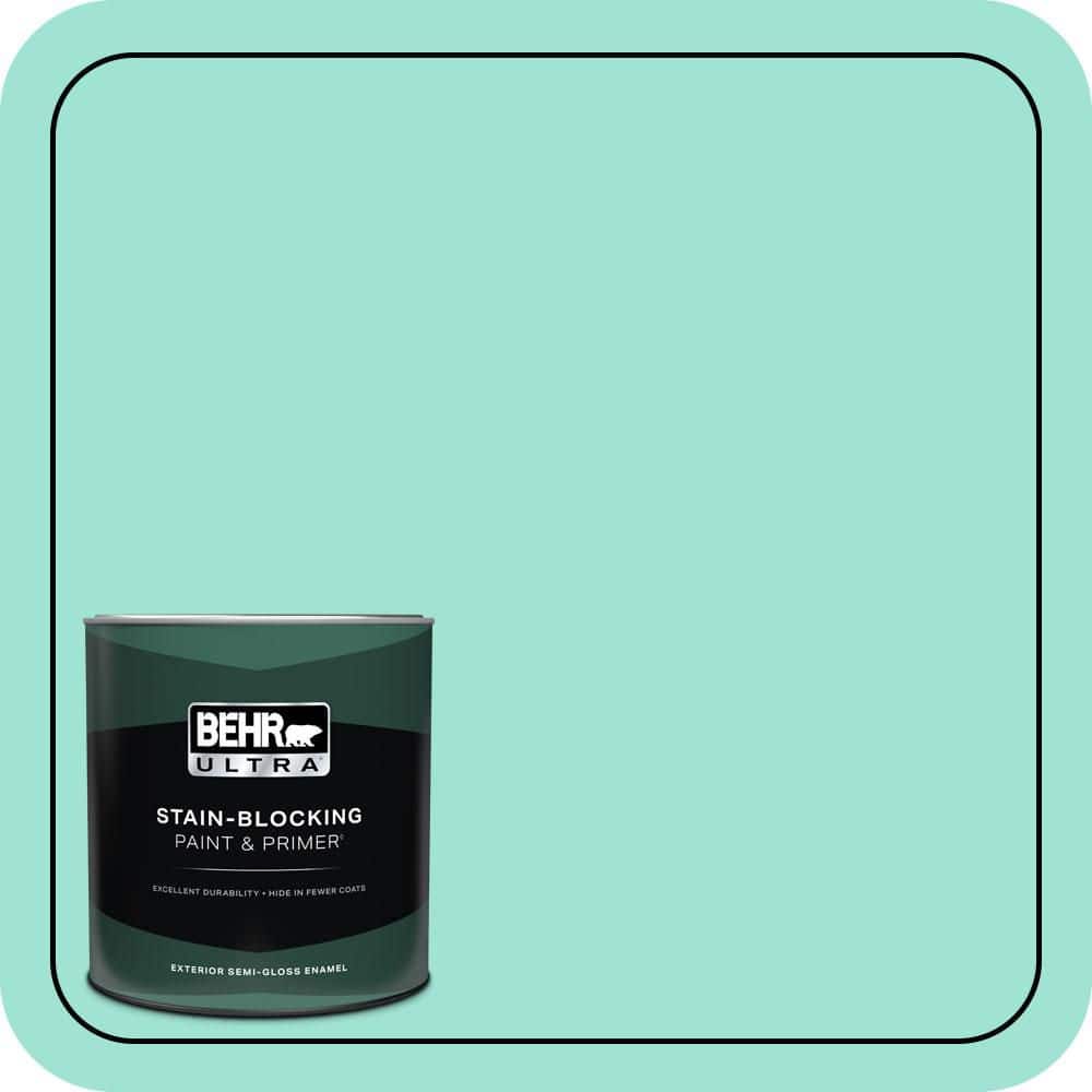 BEHR ULTRA 1 qt. #P430-2 Aqua Wish Semi-Gloss Enamel Exterior Paint & Primer