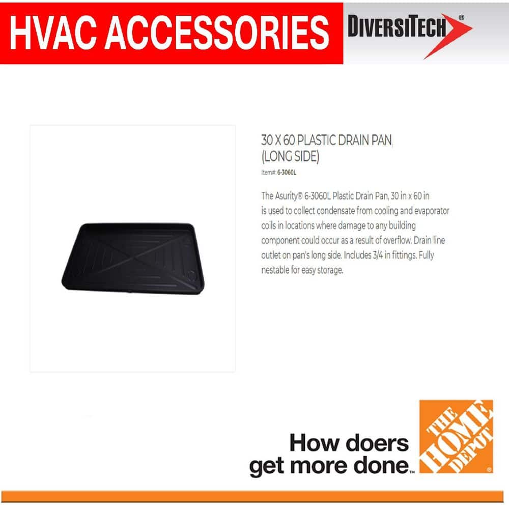 Asurity 30 in. x 60 in. Plastic Drain Pan for HVAC Systems and Water Heaters (2)