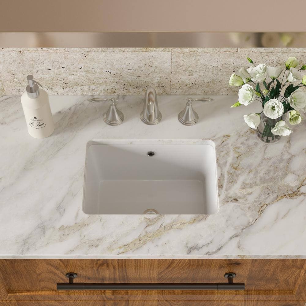 Unbranded 18 in . Ceramic Undermount Rectangular Bathroom Sink in White (2)