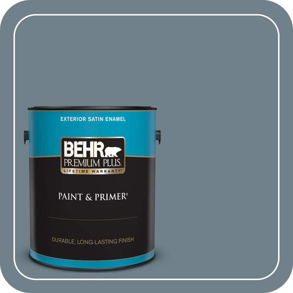 BEHR PREMIUM PLUS 1 gal. #PPU13-04 Atlantic Shoreline Satin Enamel Exterior Paint & Primer