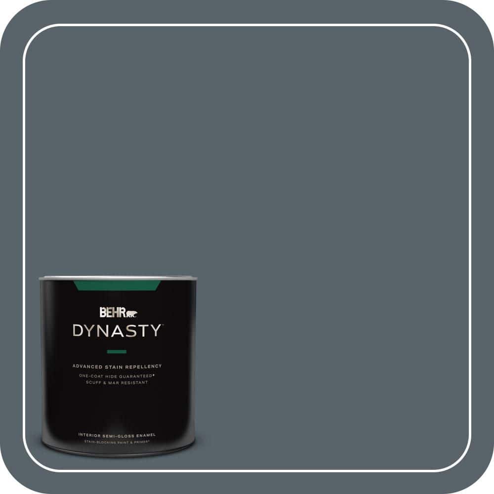 BEHR DYNASTY 1 qt. #N490-6 Calligraphy One-Coat Hide Semi-Gloss Enamel Interior Stain-Blocking Paint and Primer