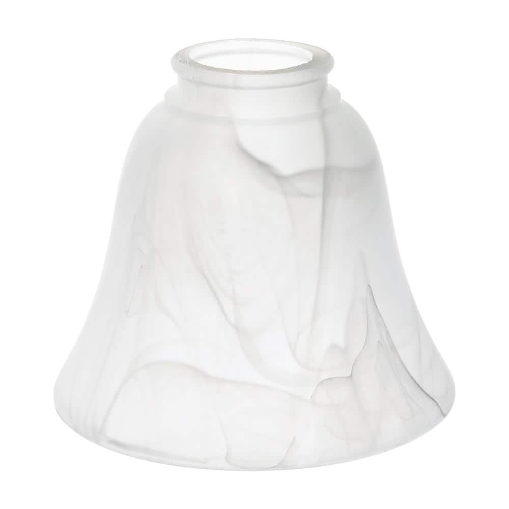 PRIVATE BRAND UNBRANDED 4.75 in. White Marbleized Glass Bell Shaped Replacement Pendant Shade with 2.25 in. Lip Fitter (2)