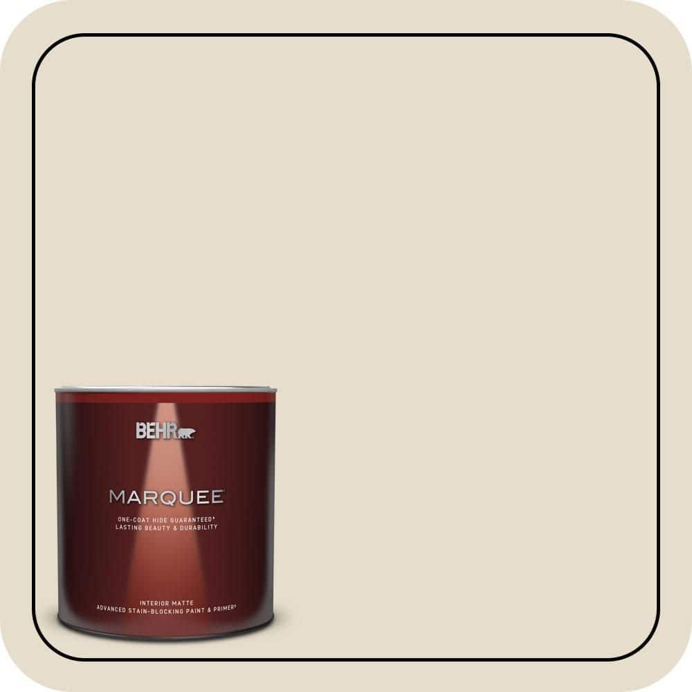 BEHR MARQUEE 1 Qt. #MQ3-12 Ivory Paper One-Coat Hide Matte Interior Paint & Primer