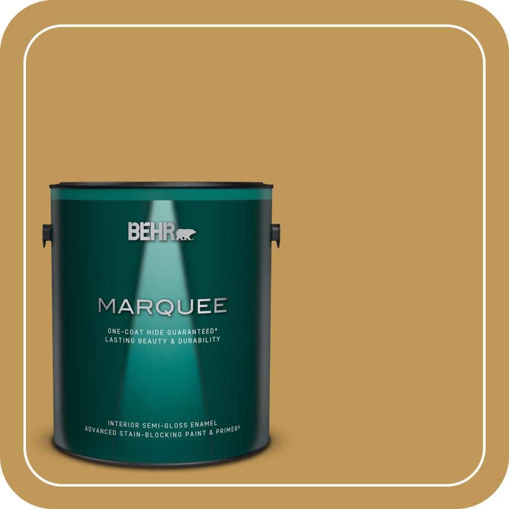 BEHR MARQUEE 1 gal. #330D-6 Townhouse Tan Semi-Gloss Enamel Interior Paint & Primer