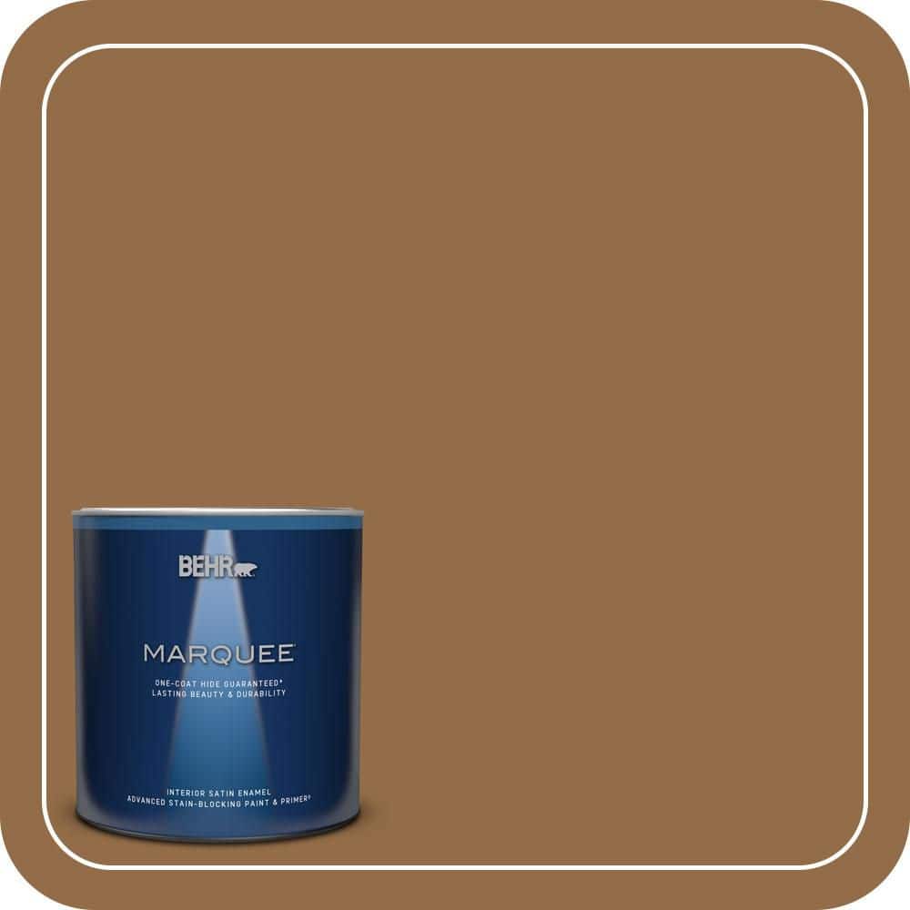 BEHR MARQUEE 1 qt. #S260-7 Nugget Gold Satin Enamel Interior Paint & Primer