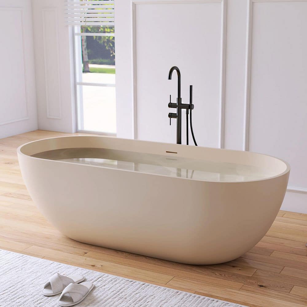 MEDUNJESS Ariana 30 in. Stone Resin Solid Surface Flatbottom Freestanding Soaking Bathtub (2)