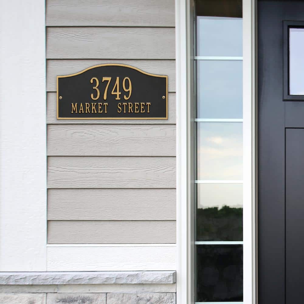 Whitehall Products Rolling Hills Rectangular Black/Gold Standard Wall 2-Line Address Plaque (2)