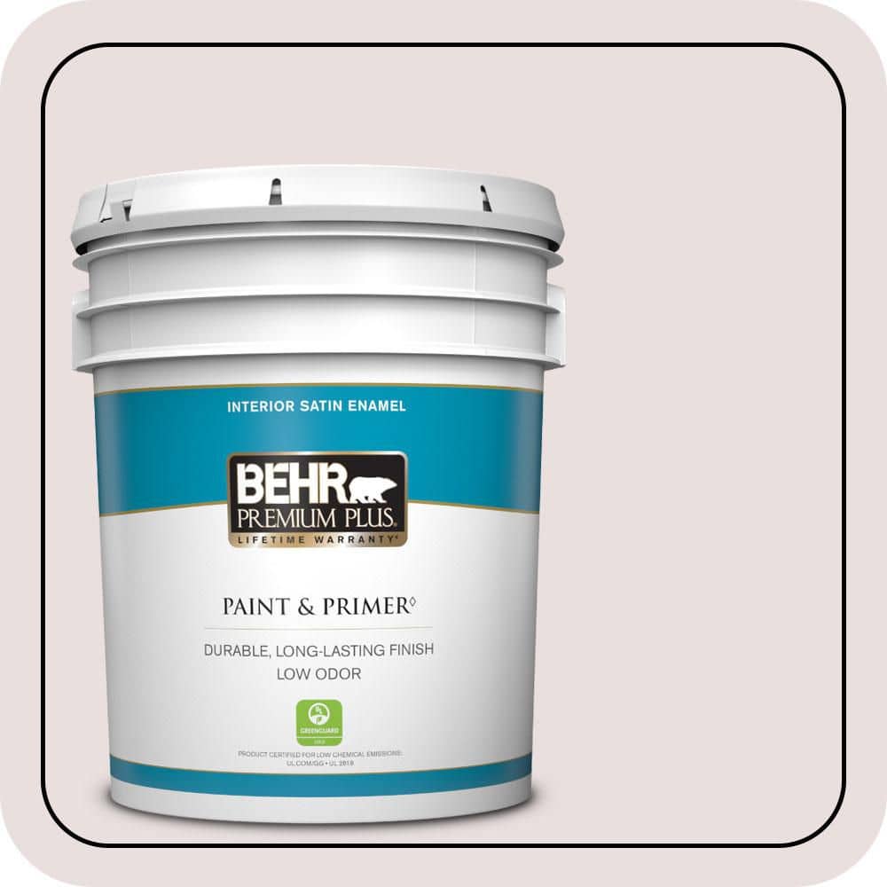 BEHR PREMIUM PLUS 5 gal. #N120-1 Parasol Satin Enamel Low Odor Interior Paint & Primer
