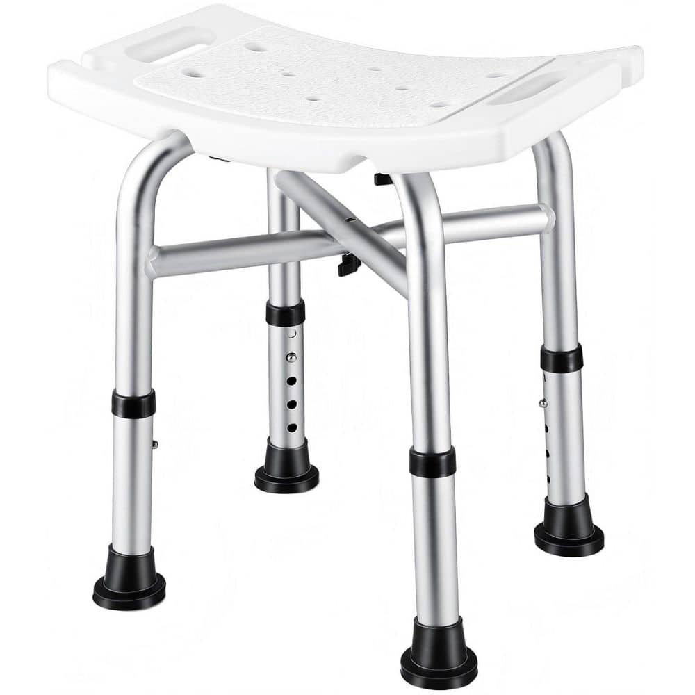 Wudkey Aluminum Height Adjustable Shower Chair, Quick Assembly Heavy Duty Shower Stool Bench for Adults Indoor Bathroom Use (1)
