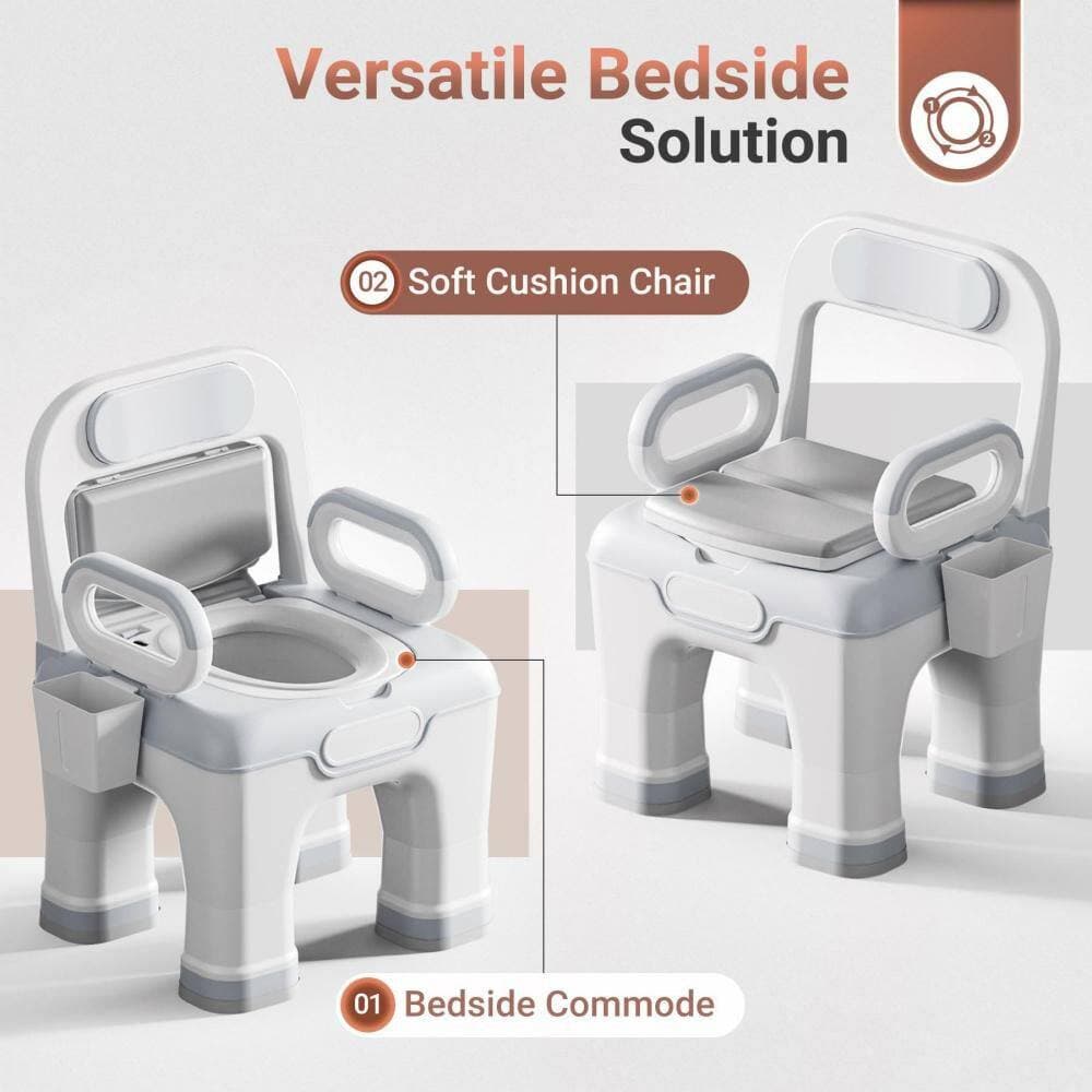 Numhew Heavy Duty Toilet Safety Frame, 17 in. Wide Toilet Seat 3-Level Height Adjustable, Detachable Armrests 900 lbs. Capacity (2)