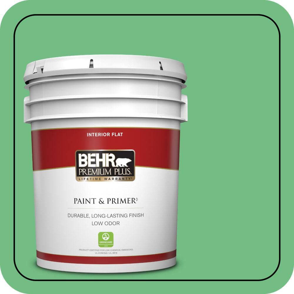 BEHR PREMIUM PLUS 5 gal. #P400-5 Winter Shamrock Flat Low Odor Interior Paint & Primer