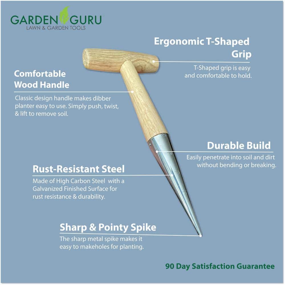 GARDEN GURU 10 in. Steel Dibber Planter Tool for Planting Seeds and Bulbs (2)