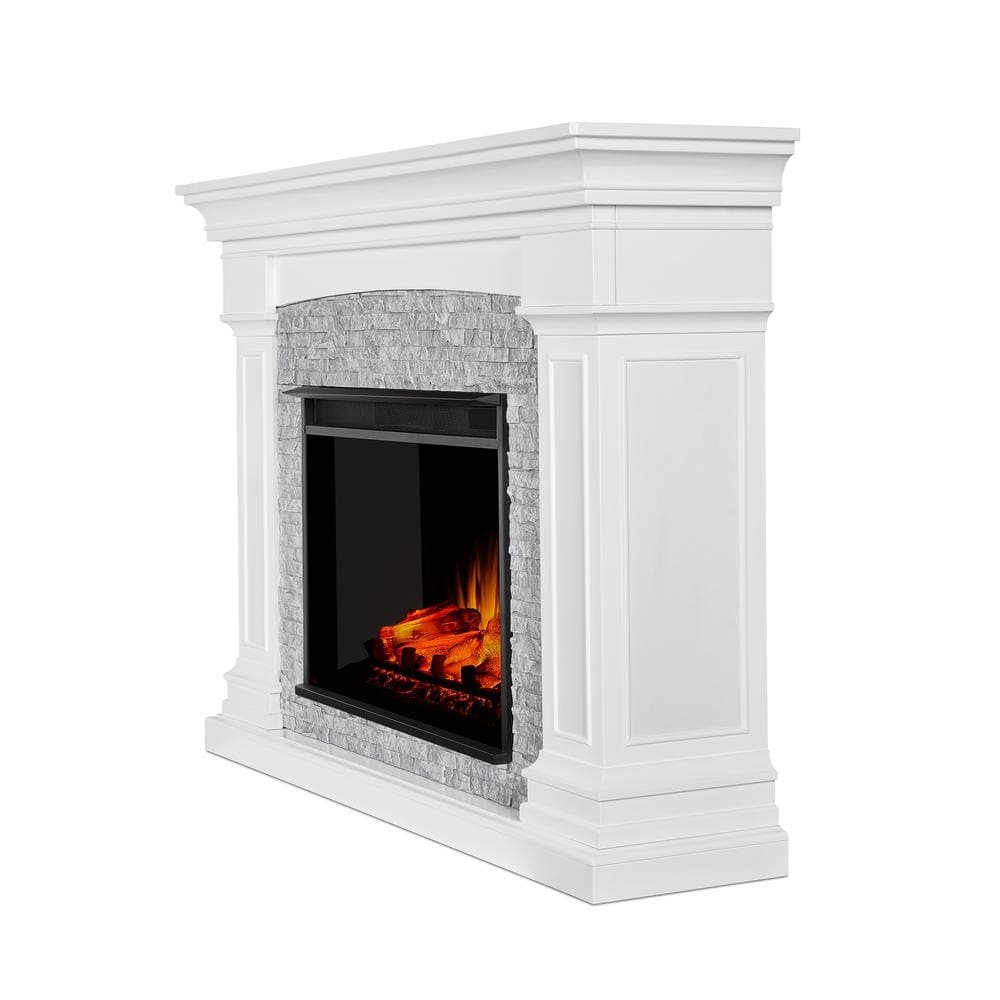 Real Flame Deland Grand 63 in. Freestanding Wooden Electric Fireplace in White (2)