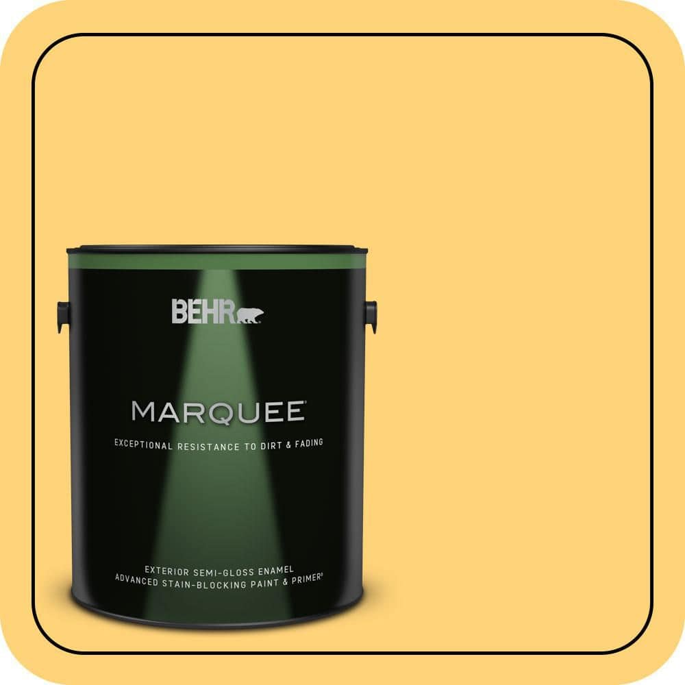 BEHR MARQUEE 1 gal. #P260-5 Yellow Jubilee Semi-Gloss Enamel Exterior Paint & Primer