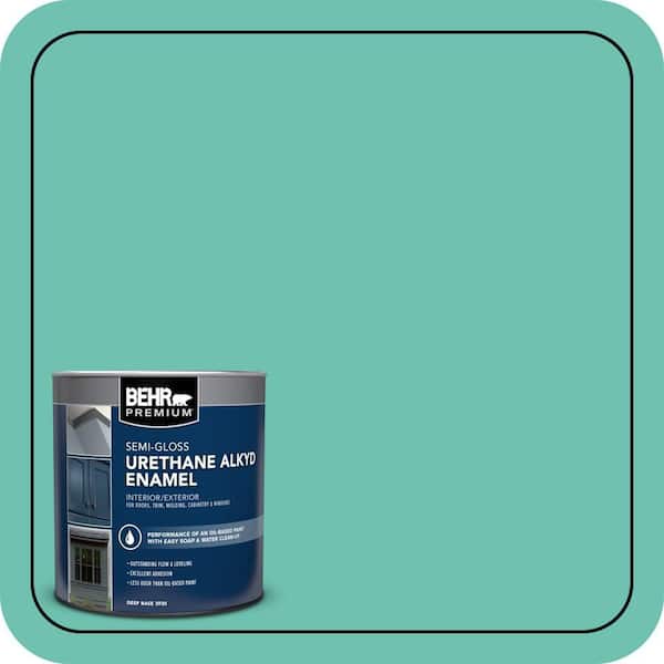 BEHR PREMIUM 1 qt. #P440-4 March Aquamarine Semi-Gloss Enamel Urethane Alkyd Interior/Exterior Paint (2)