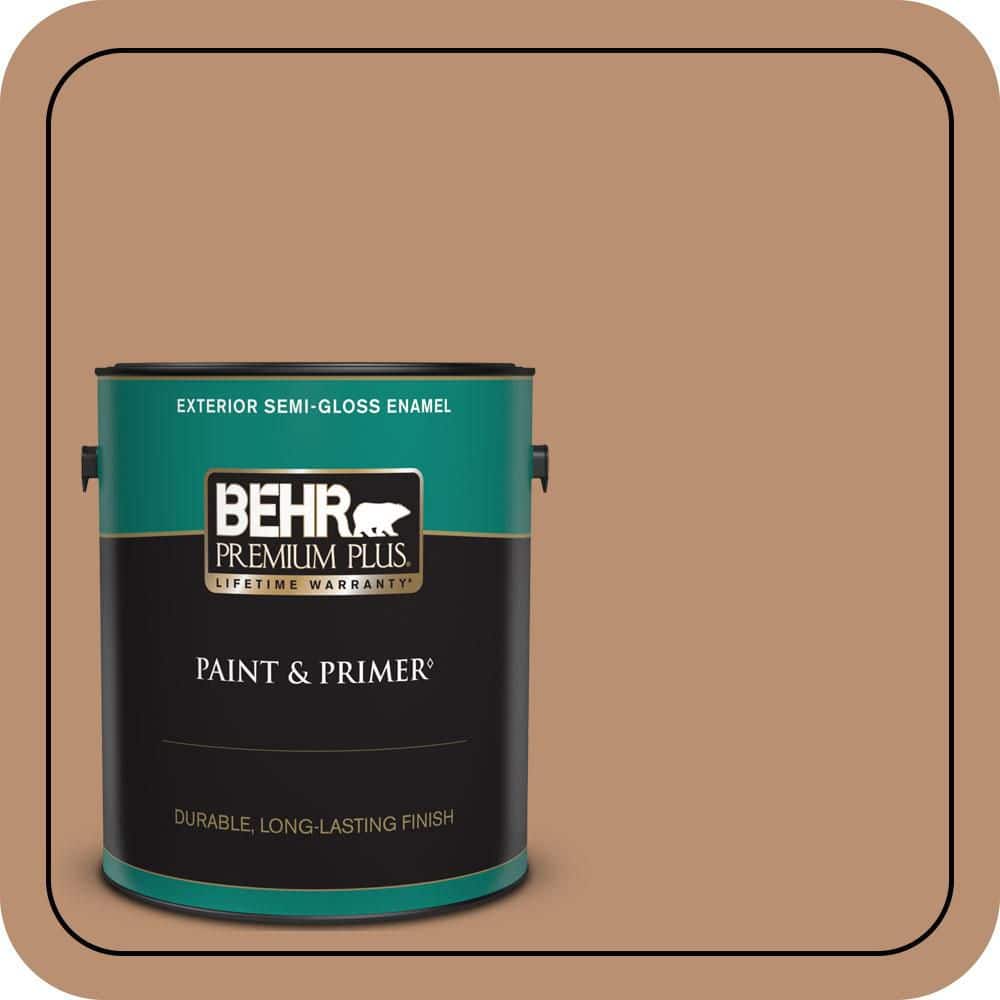 BEHR PREMIUM PLUS 1 gal. #S230-5 Sugar Maple Semi-Gloss Enamel Exterior Paint & Primer