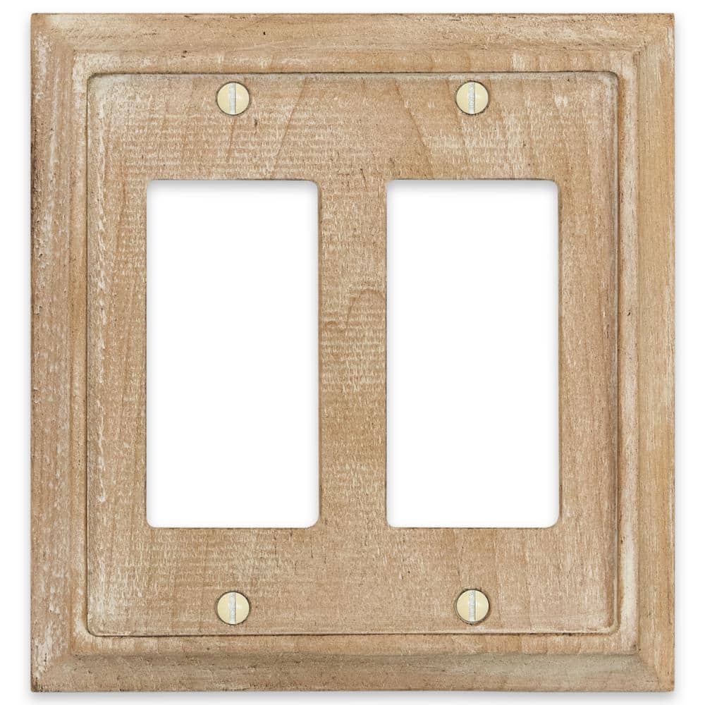 AMERELLE Mackinnon 2-Gang Rocker Weathered White Wood Wall Plate (1)
