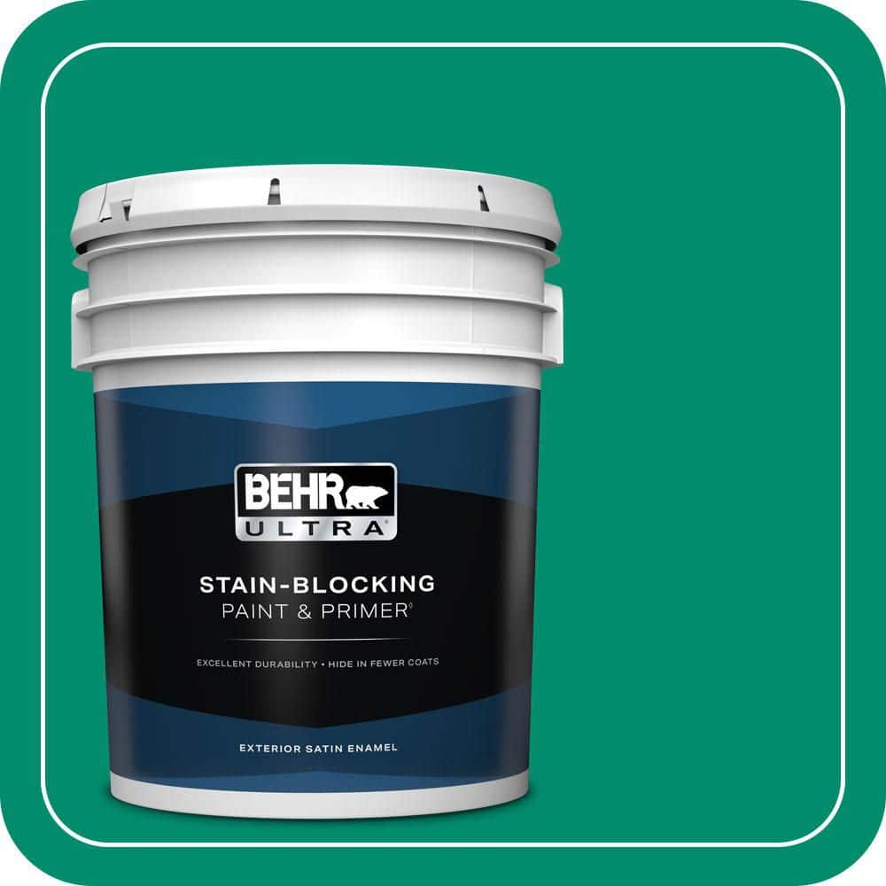BEHR ULTRA 5 gal. #S-G-470 Festive Green Satin Enamel Exterior Paint & Primer