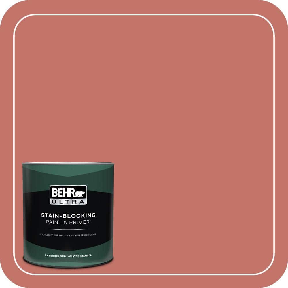 BEHR ULTRA 1 qt. #PPU1-05A Red Coral Semi-Gloss Enamel Exterior Paint & Primer