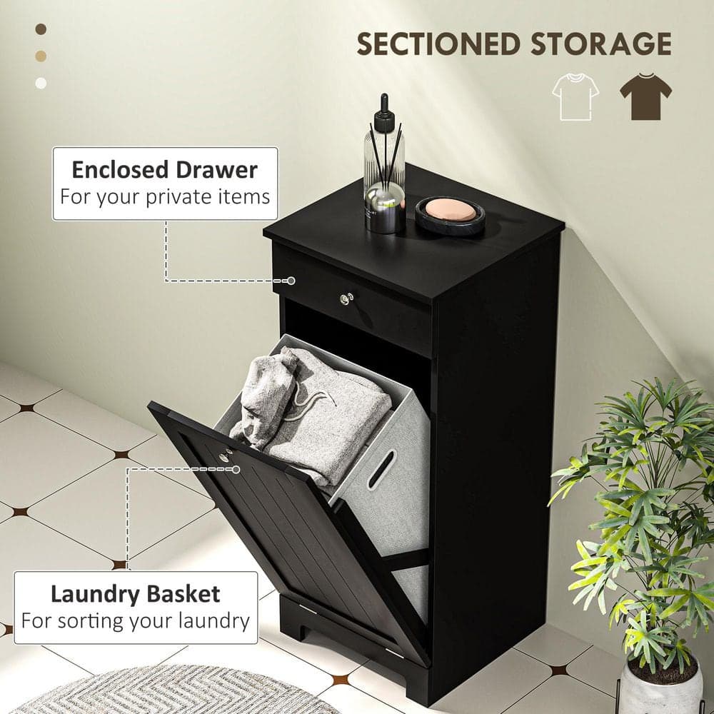 Buruis 15.7 in. W 15 in. D 35.4 in. H Bathroom Linen Cabinet with 1-Tilt-Out Laundry Hampers and Drawer (3)