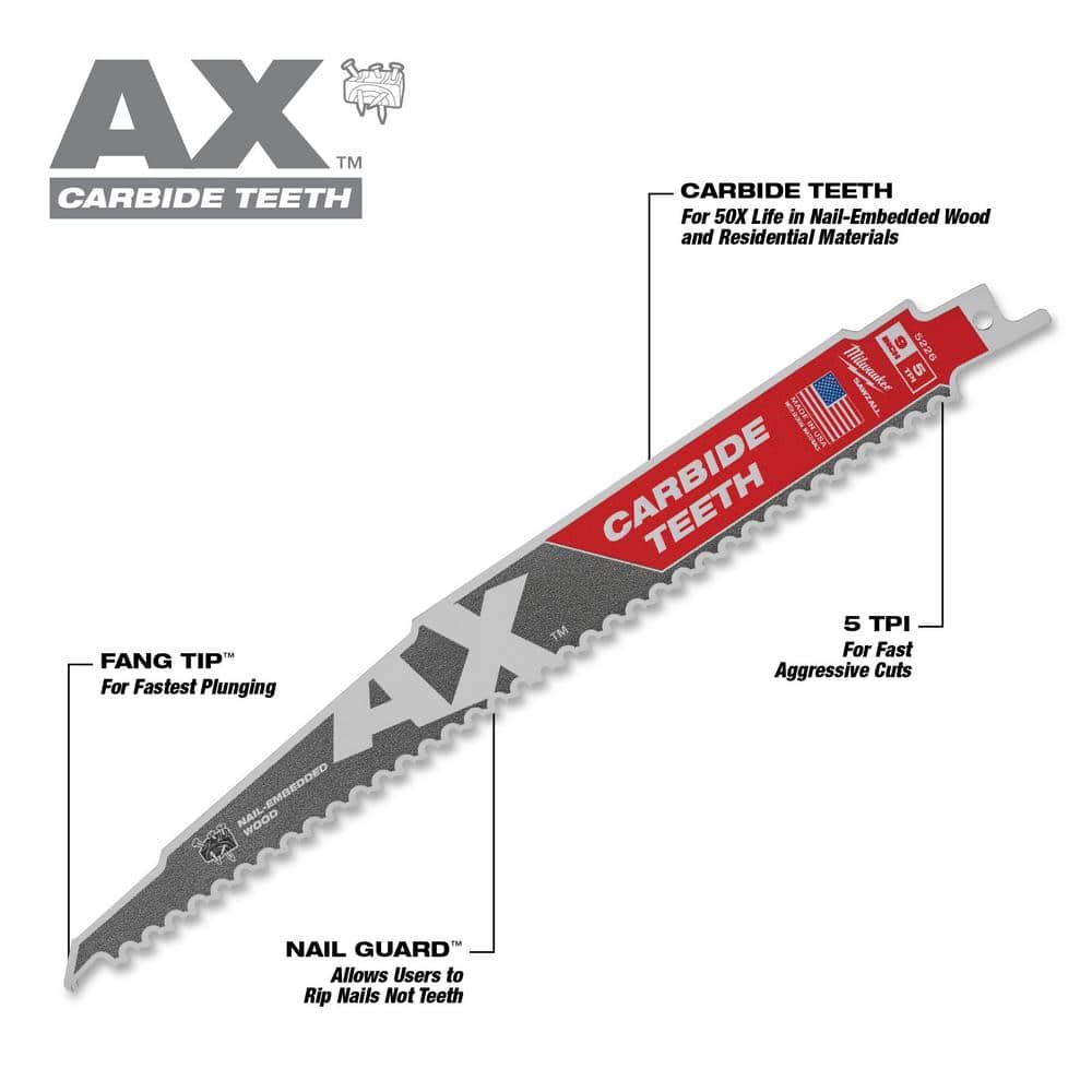 Milwaukee 9 in. AX, TORCH & WRECKER Carbide Teeth Cutting SAWZALL Reciprocating Saw Blades (3-Piece) (3)